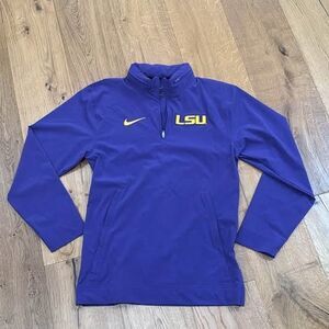 Nike LSU Tigers Half Zip Jacket Packable Hood Purple Gold Sideline Men Large L